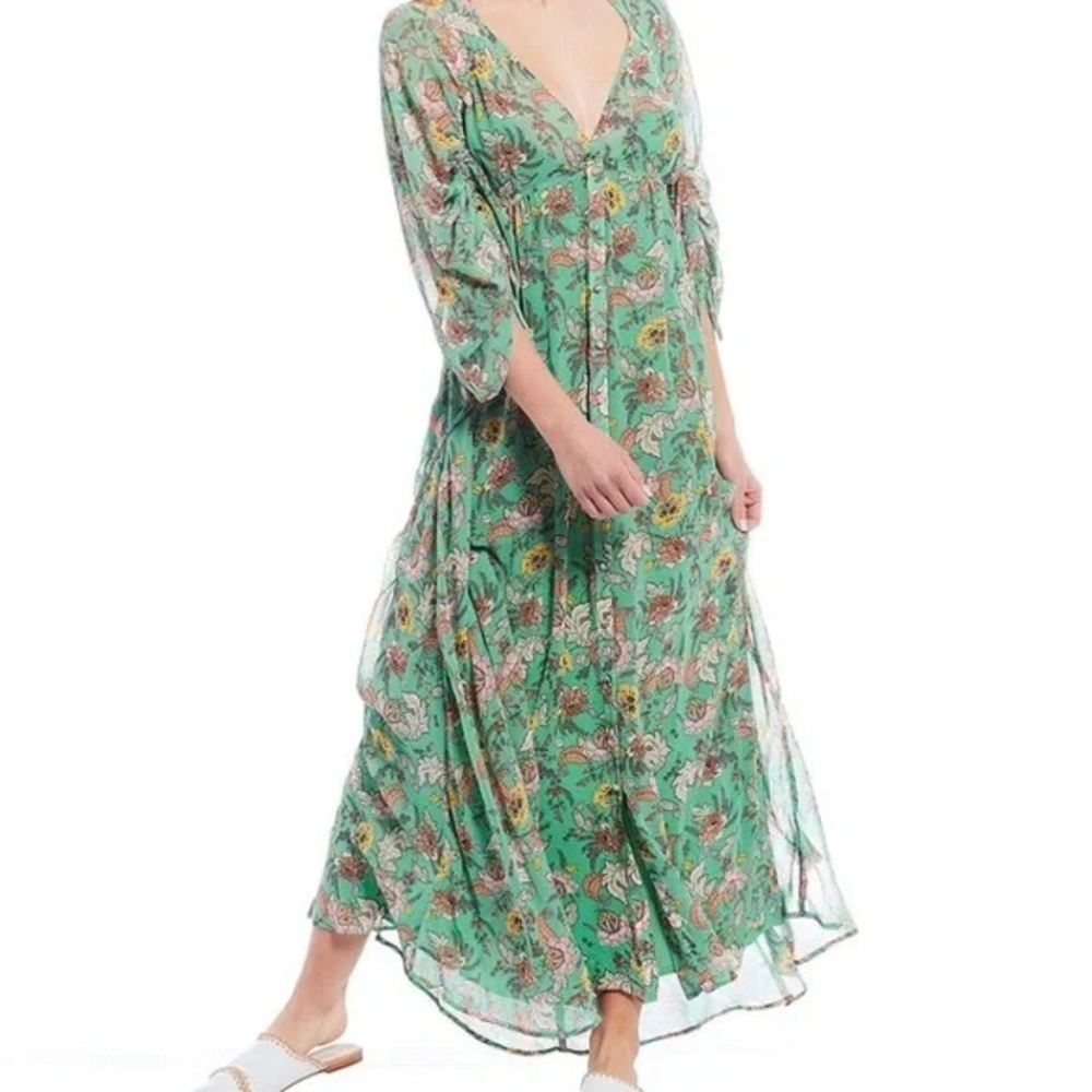 Free People Green Floral Dress Size Large